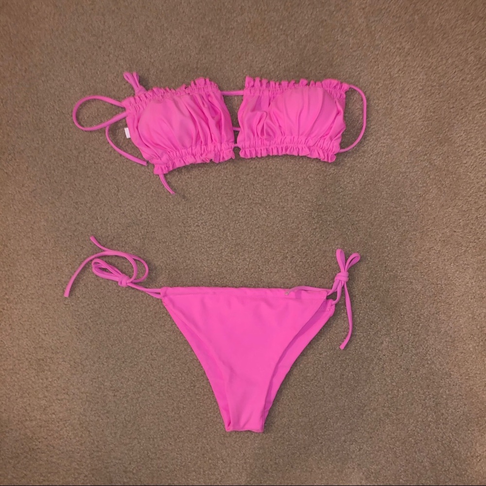 Pink ruffle bikini size small